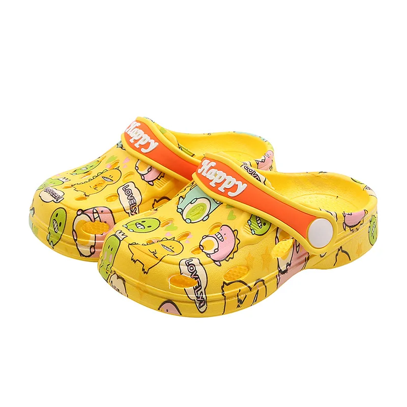 

2-4Y Kids Hole Shoes Non -slip Summer Girls Boys Beach Sandals Closed Toe Collision Avoidance Child Cartoon Animal Slippers