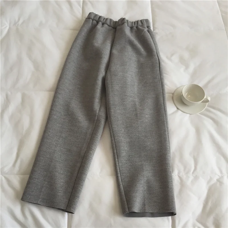 

Autumn and winter women's casual solid color high waist loose wide-leg pants