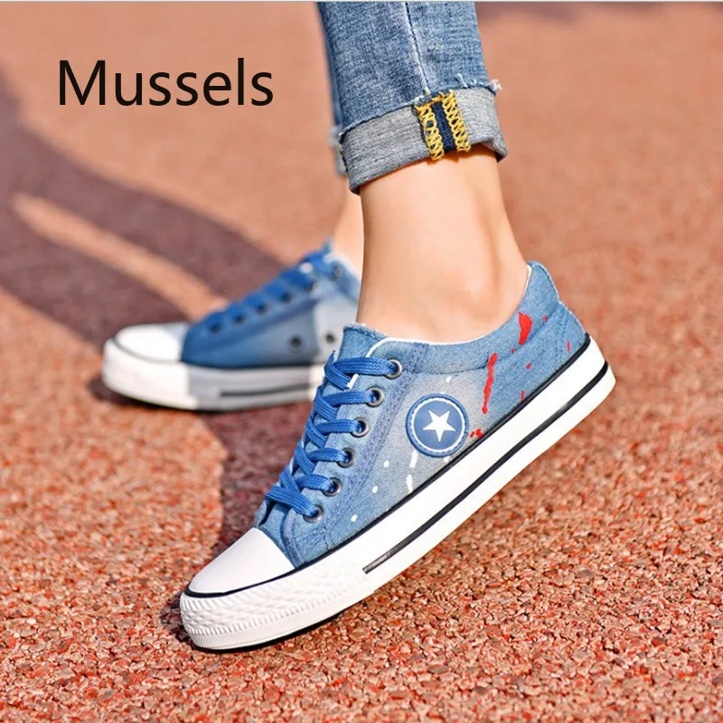 Модные кроссовки Джинсовая Повседневная обувь женская летняя резиновая