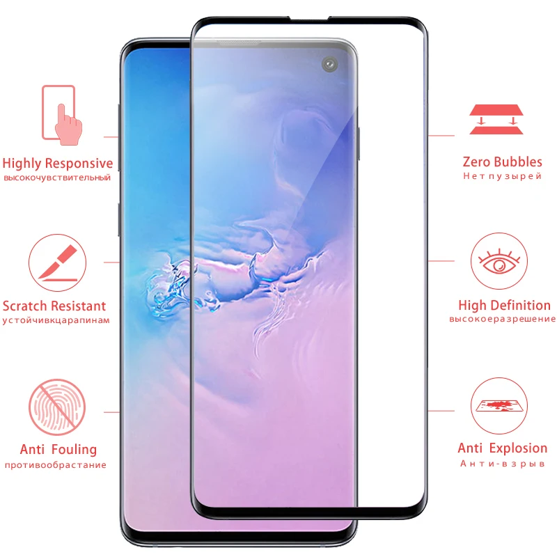 Защитное закаленное стекло для Samsung Galaxy S10/S10E/S10Plus на дисплей и камеру|Защитные