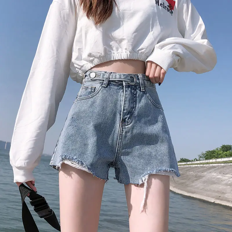 

Xiaomi family Jeans Shorts women's summer 2021 new high waist thin versatile trend ins net red A-line hot pants straight pants