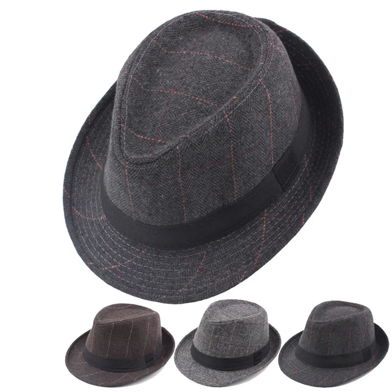 Ретро Fedoras Топ джаз шляпа мужская зимняя теплая котелок Кепка Панама повседневная мужская шляпа gorro