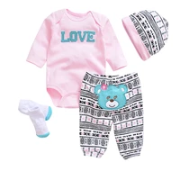 fashion newborn infants baby boys girls rompers long pants hats sock baby pajamas animal 100 cotton baby clothes sets