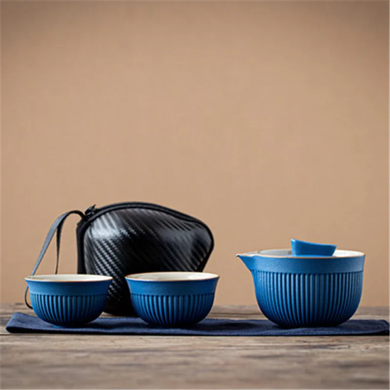 

Портативный дорожный чайный набор, керамический чайник, чайники-кастрюли, один горшок и две чашки, чайная посуда, китайские чайные кастрюли ...