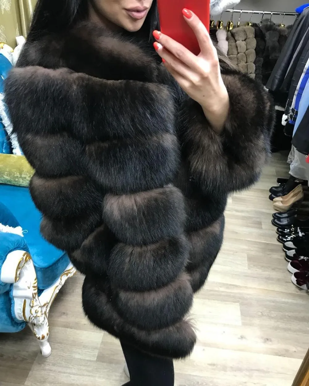 Женское новое пальто из натурального Лисьего меха Женское зимнее плотное пальто из настоящего меха лисица Меховая куртка Верхняя одежда женские со стоячим воротником жакет из меха