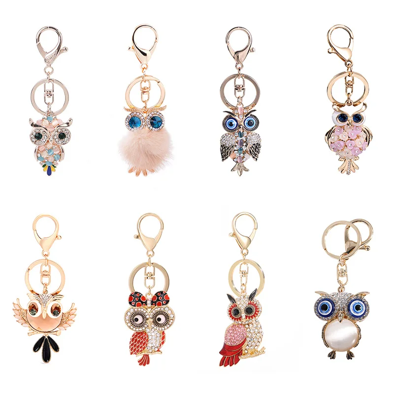 43 стиля женский сова брелок Золотой металлический кристалл кулон Мода Девушка