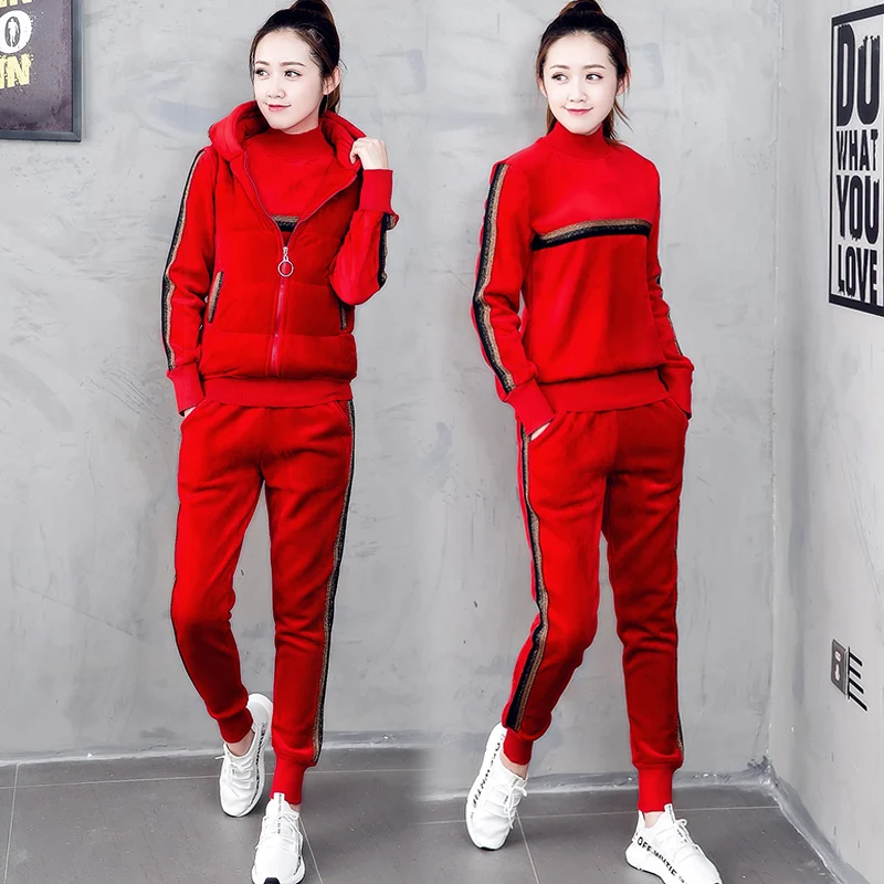 Женский спортивный костюм спортивная одежда Зимние флисовые бархатные толстые