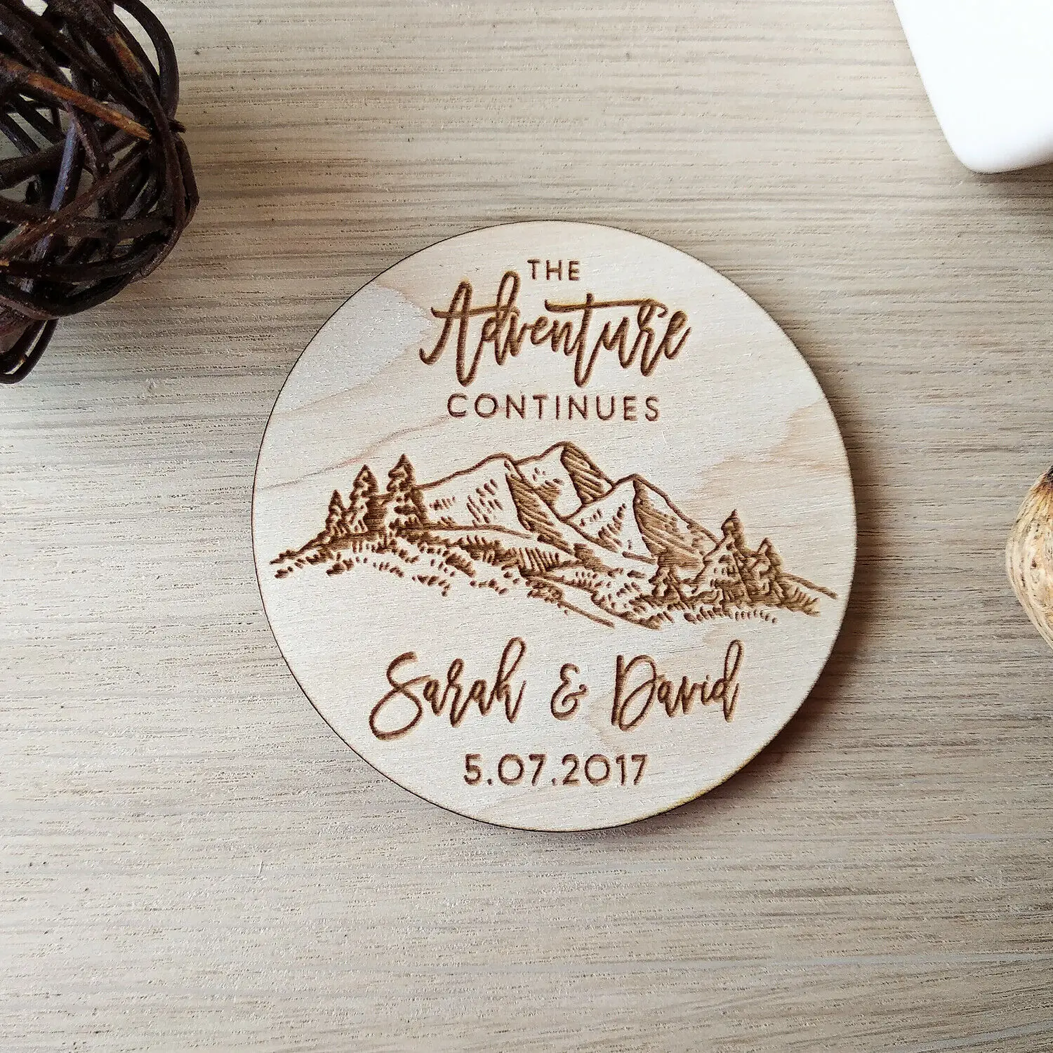 Сохраните дату Свадебное приглашение персонализированные деревянные магниты