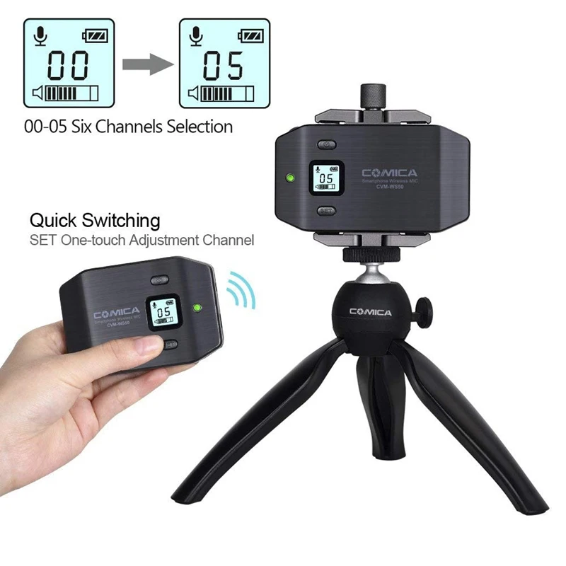 Микрофон Comica для смартфона петличный микрофон с отворотом 6-канальная Uhf