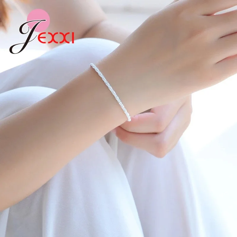 Женский браслет на цепочке элегантный из стерлингового серебра 925 пробы с