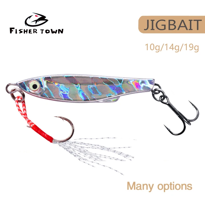 

10/14/19g jig Shone Hard Bait Fishing Feather Metal jigger Lure Accessories Colorful Crankbait Minnow Sinking Spinning Baits