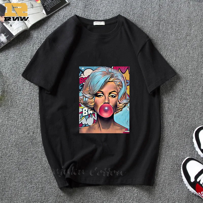 Мужская Радужная футболка Marilyn Monroe с рисунком жевательной резинки Женская
