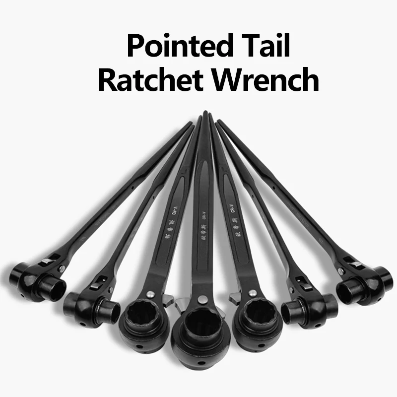 Pointed Tail Ratchet Wrench CR-V Two-Way Automatic Wrench With Two-End Socket Auto Repair Hand Tools Wire Fastener Binding Tool