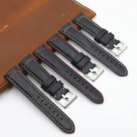 onthelevel vintage watch band 20mm 22mm rugged retro leather watch strap replacement bracelet with stainless steel buckle e