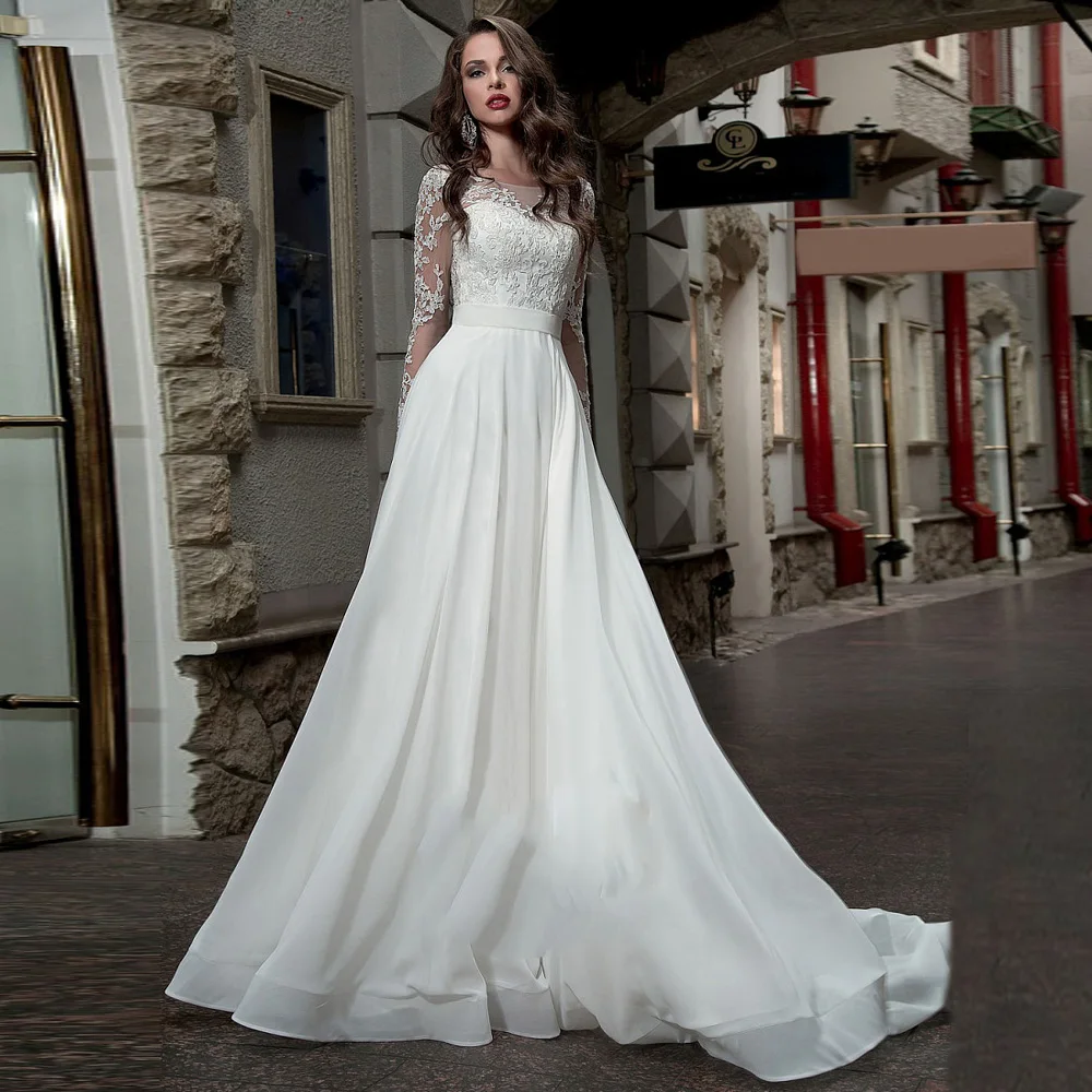 2020 свадебное платье с длинными рукавами размера плюс глубоким вырезом и