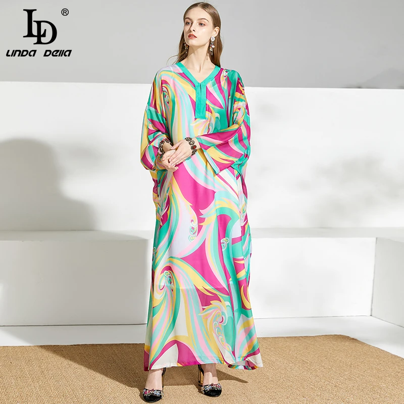 Женское свободное платье с геометрическим принтом LD LINDA DELLA 5XL размера плюс летнее