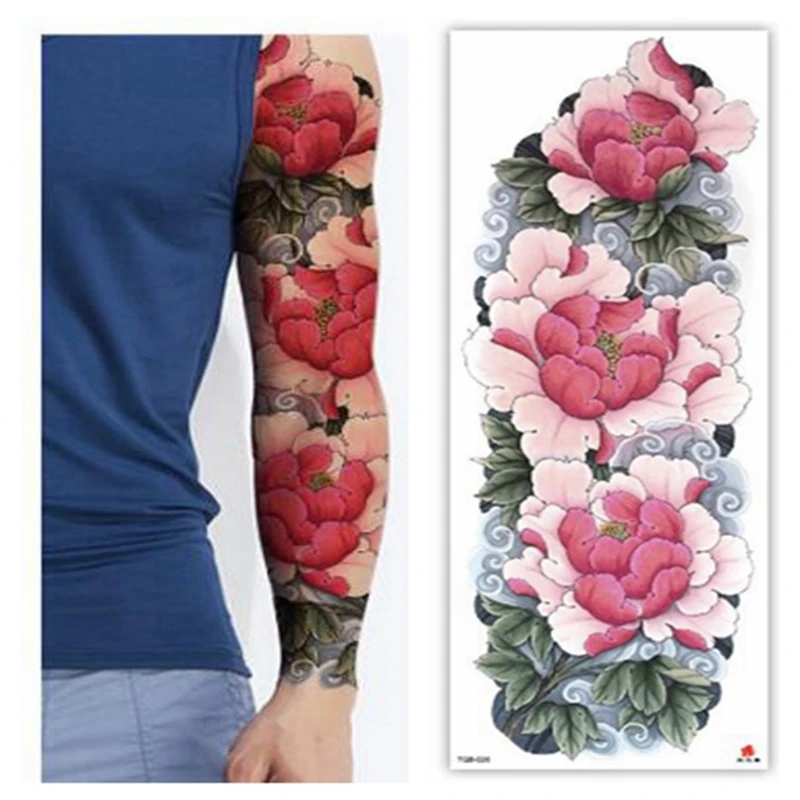 Большой рукав-тату Будда Властелин меча водостойкая наклейка цветок Шакьямуни