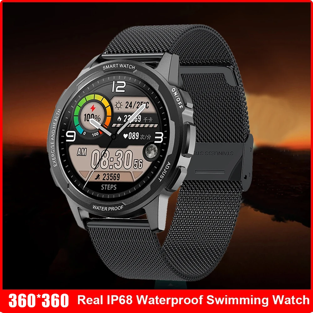

Смарт-часы мужские 360*360 HD, экран 1,32 дюйма, Bluetooth, водостойкие, IP68
