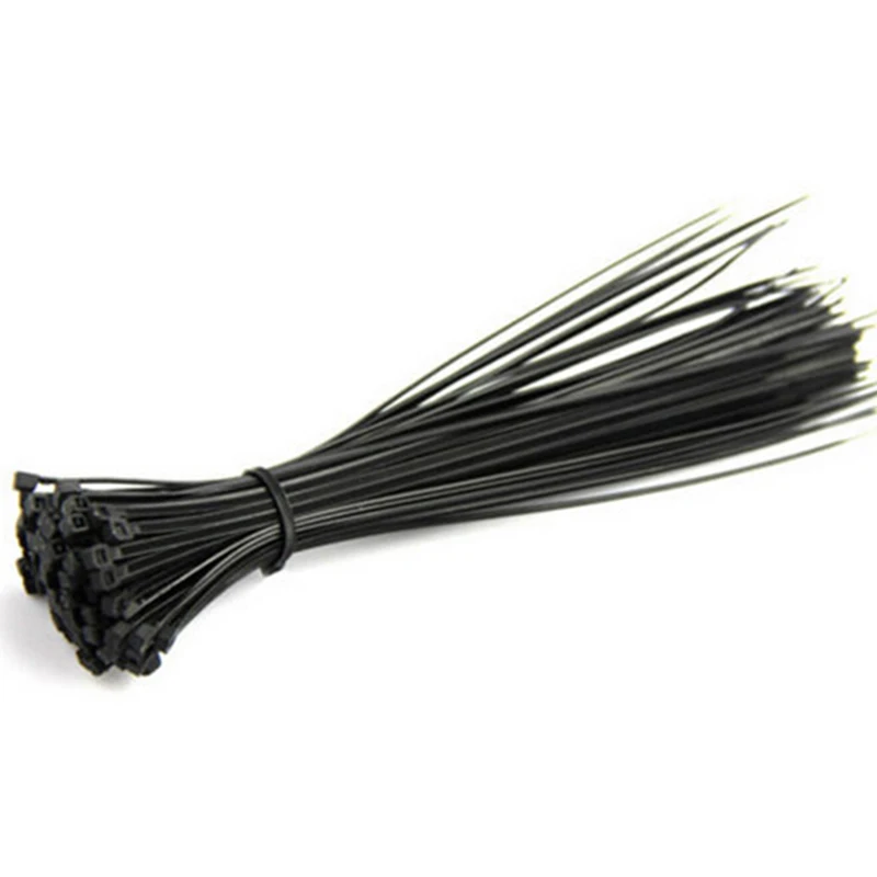 

100pcs 100mm Black Network Nylon Plastic Cable Wire Zip Tie Cord Strap Plastic Zip Trim Wrap Cable Loop Ties Wire Self-Locking