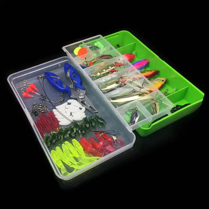 101pcs Lure Kit Set Spinner Crankbait Minnow Popper VIB Paillette Soft Hard Spoon Crank Baits Fishing Hooks Plier Stosh Pesca | Спорт и