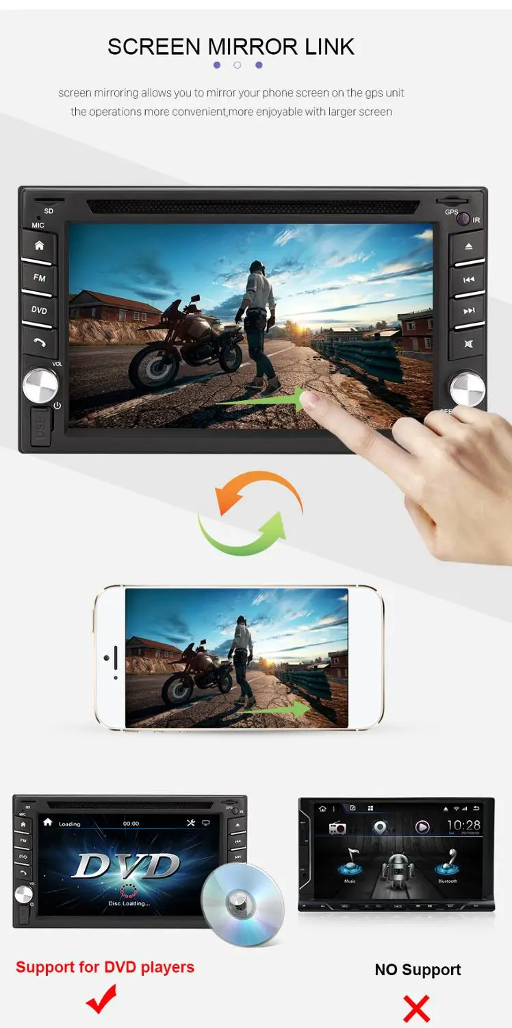 Универсальный автомобильный Dvd плеер Eunavi 2 Din RDS FM AM Bluetooth Usb Aux вход Mp5 мультимедиа