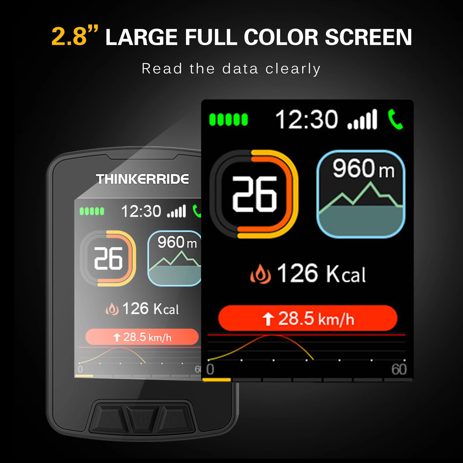 

GPS Wireless Bike Computer Waterproof Bicycle Odometer with Large Color LCD Screen Maps & Navigation Cycling Speedometer