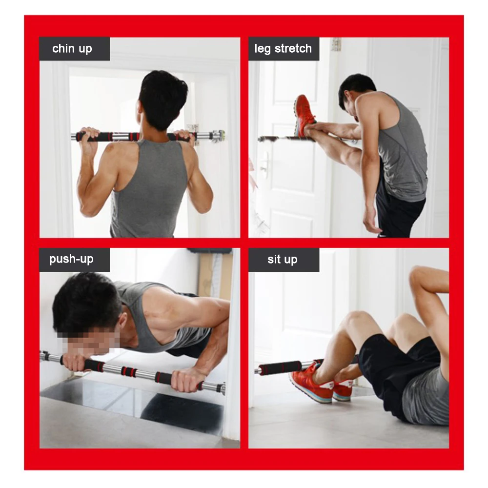 

Door Horizontal Bars Steel 440lbs Adjustable Home Gym Workout Chin push Up Pull Up Training Bar Sport Fitness Sit-ups Equipments
