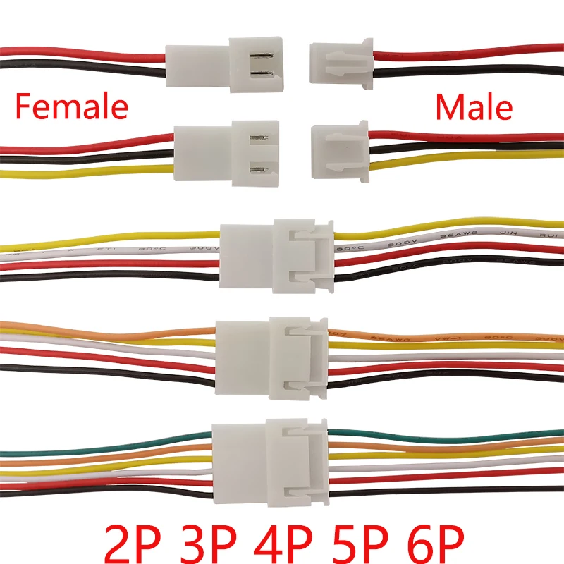 

2/5/10Pair JST XH2.54 2P 3P 4P 5P 6 Pin Male Female Plug Connector With Wire Cables 26AWG 20cm XH 2.54 Battery Charging Cable