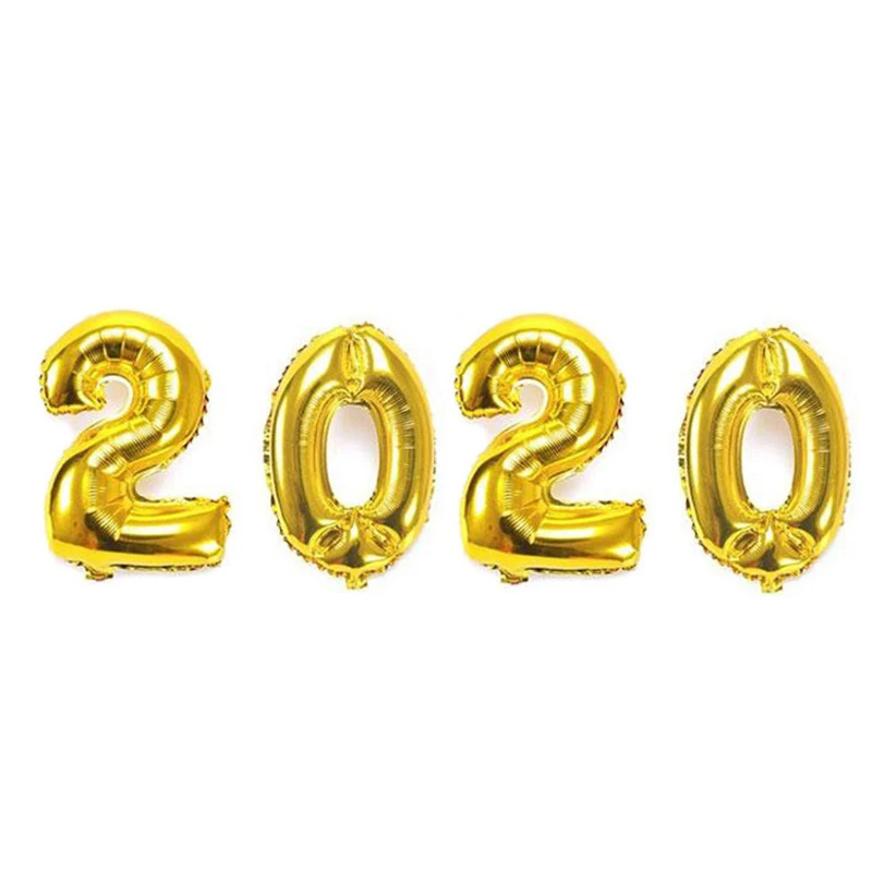 Шар из фольги с новогодней звездой 2020 круглый шар цифрами на Рождество вечерние