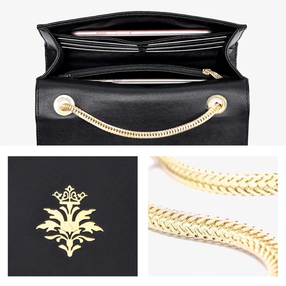 Черная кожаная женская сумка через плечо с клапаном Meteor Bird дизайнерская