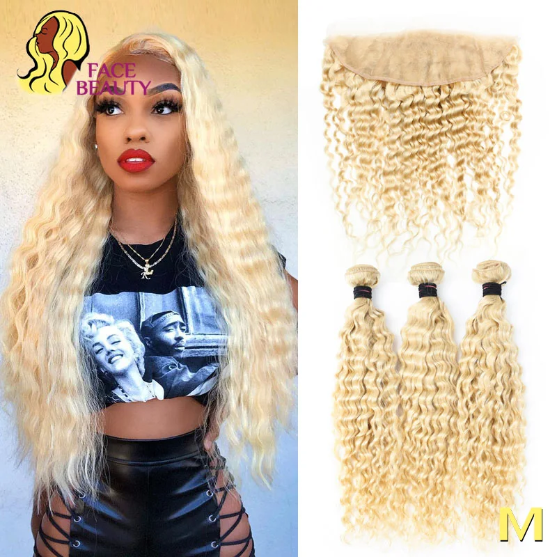 Блонд Facebeauty 613 человеческие волосы Remy бразильские волнистые 3/4 пучков с