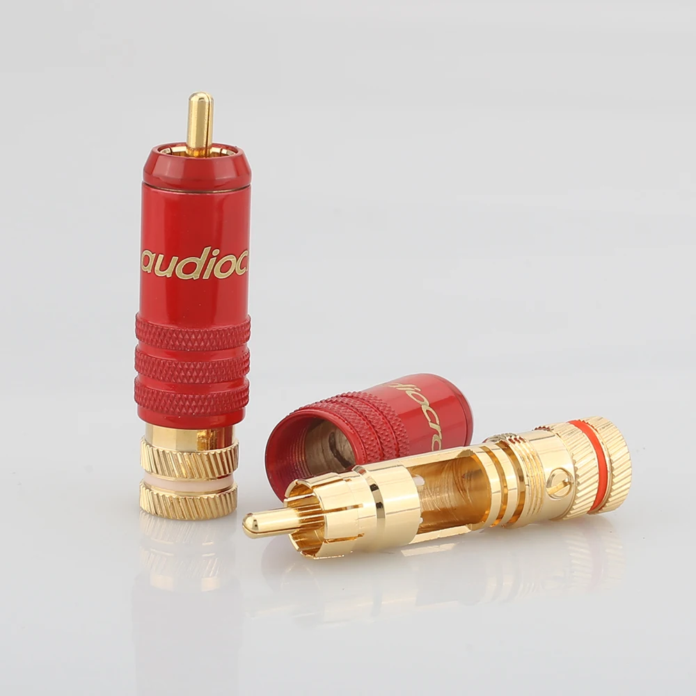 Audiocrast 4 шт. R001 позолоченный штекер RCA 24K адаптер усилителя звука соединитель для