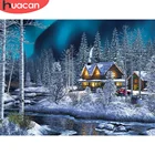 HUACAN полная дрель квадратная Алмазная картина дом Бриллиантовая вышивка пейзаж мозаика зимний набор крестиков украшение для дома