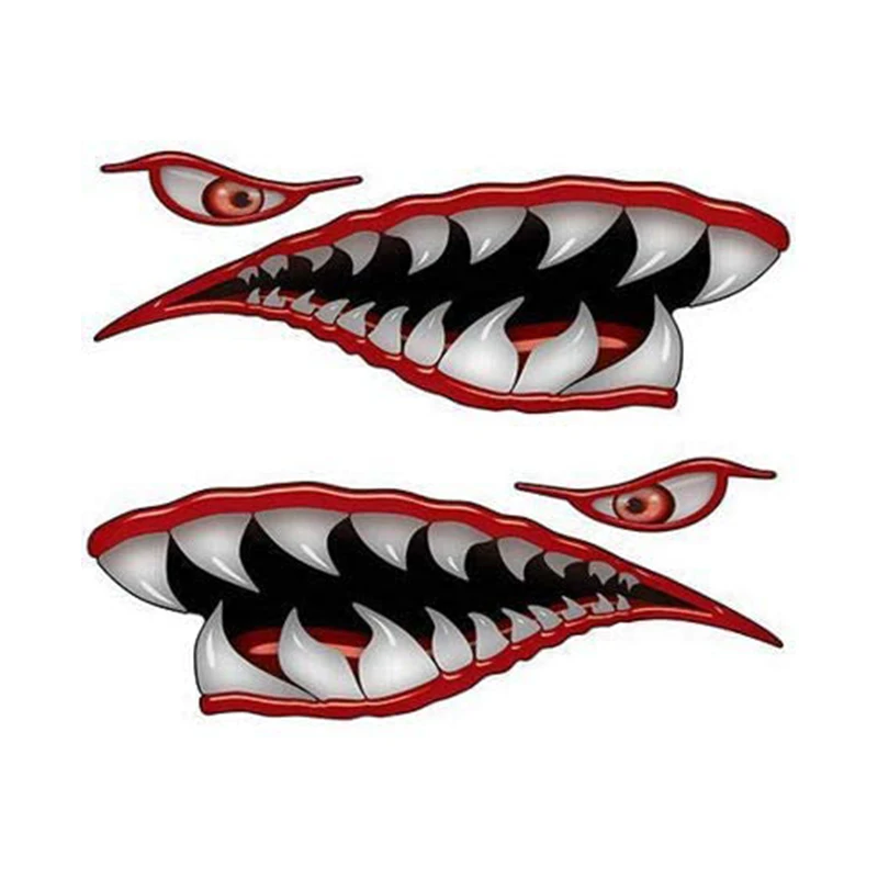 

A Pair of Weston Ink Flying Tiger Tooth Fish Red Reflective Decals for Car/truck/MacBook/laptop and Aders