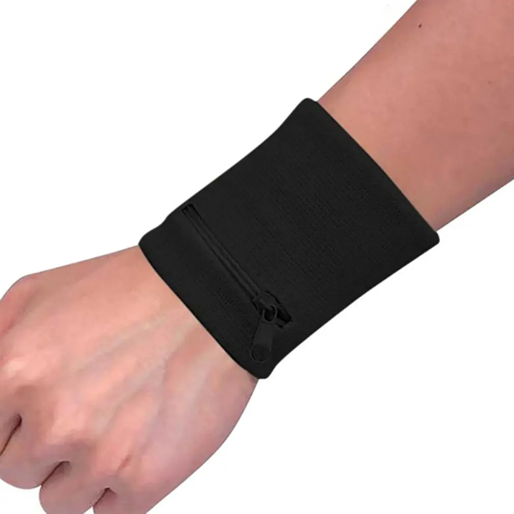 

Running Bags Cycling Tennis Sport Silver Key Bag Wrist Support Orthosis Wallet Zipper Pouch Wallet Bag Bracers