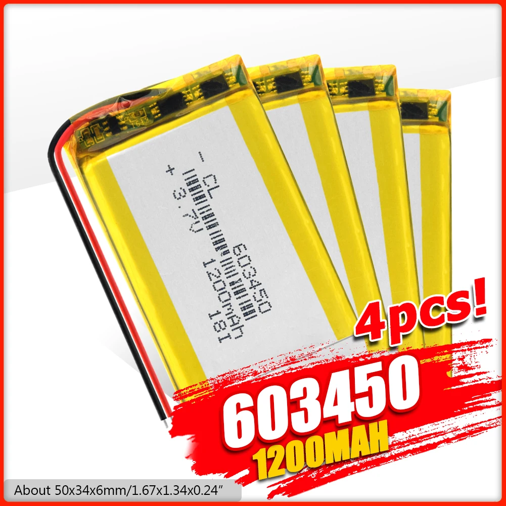Литий полимерные аккумуляторы 3 7 В 1200 мАч литий 603450 для игрушек MP3 MP4 GPS динамик