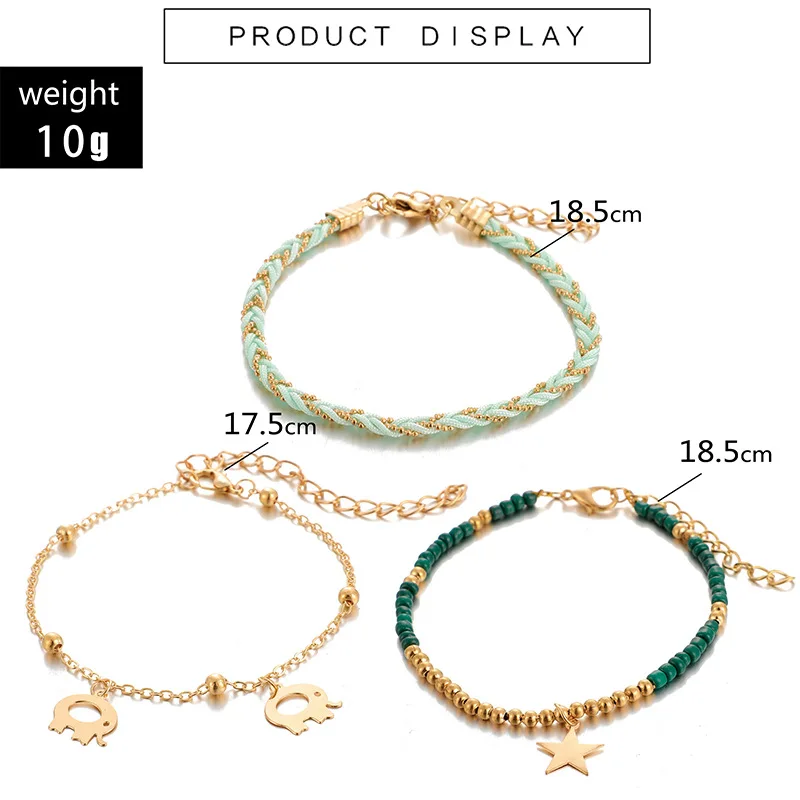 Украшение для ног Цвет Бохо плетеная веревка рисовые бусины Слон пятиконечная