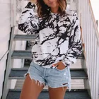 Осенняя мода 2020, футболка с принтом в виде галстука-красителя, женская одежда, повседневный Свободный пуловер с длинными рукавами и круглым вырезом, топы плюс размера, футболка S-3XL