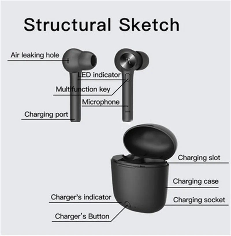Bluedio Bluetooth 5.0 Sports Waterproof Ear Hook Wireless Headset earbuds Touch