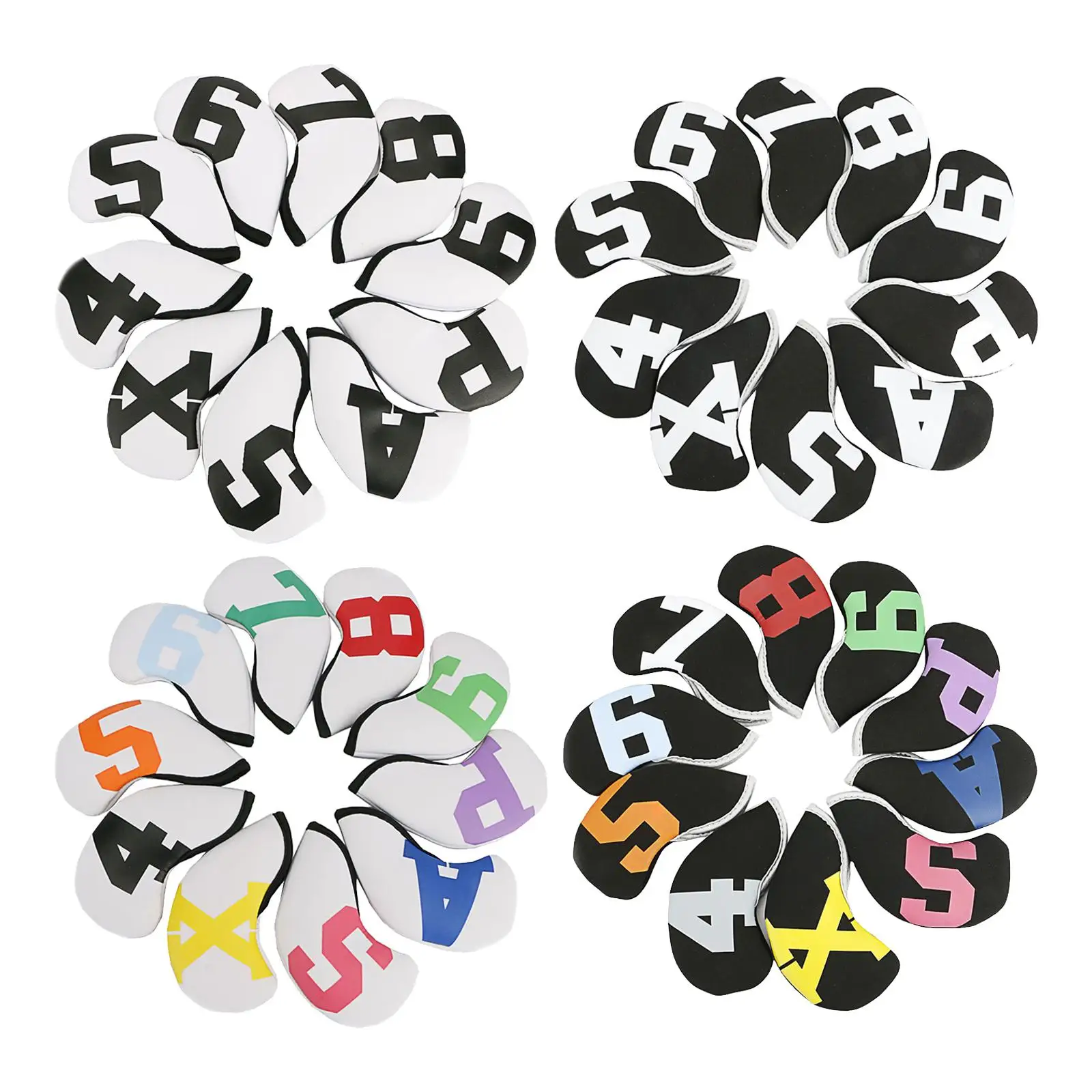 

10Pcs Golf Club Headcover Iron Number Head Cover Protective 4 5 6 7 8 9 P A S X Waterproof for Traveling Outdoor Sports