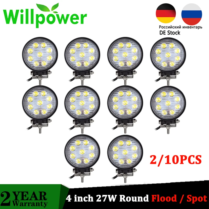 Светодиодная панель рабочего освещения Willpower 2x10x12 В 24 27 Вт круглая светодиодная