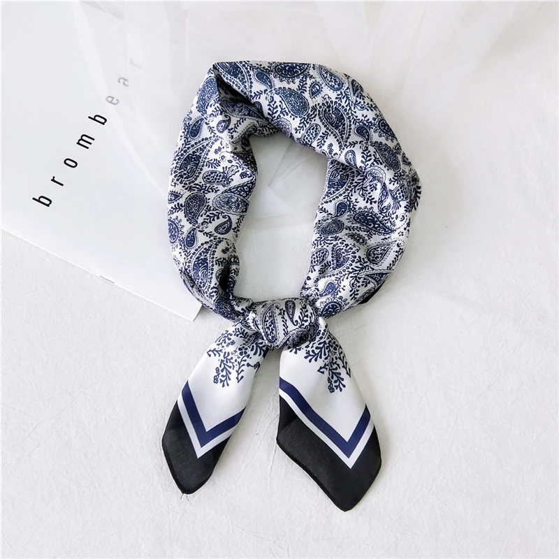 

NEW Luxury Women Silk Square Scarf Cashew Print Hair Neck Lady Bandana Scarves Kerchief Female Headband Accessories 70*70cm