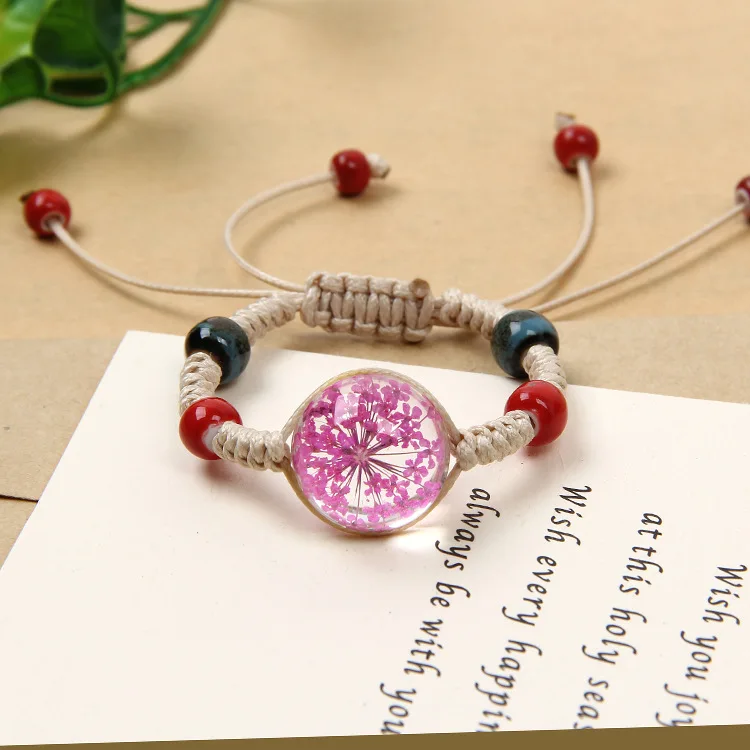 Натуральный белый кристалл камень браслет многоцветный вечный цветок ручной