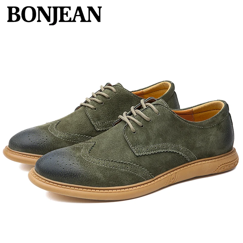 Британский стиль Модные брендовые мужские туфли в деловом стиле Броги для