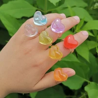 new candy color transparent love rings temperament simple resin acrylic ring for women girls vintage trendy jewelry gifts