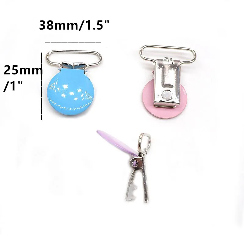 Chenkai-Clips redondos de metal para tirantes, Clips para chupete, cadena de mordedor para beb&eacute;, accesorios de soporte de juguete, 1 '', 25mm, 10 piezas-3