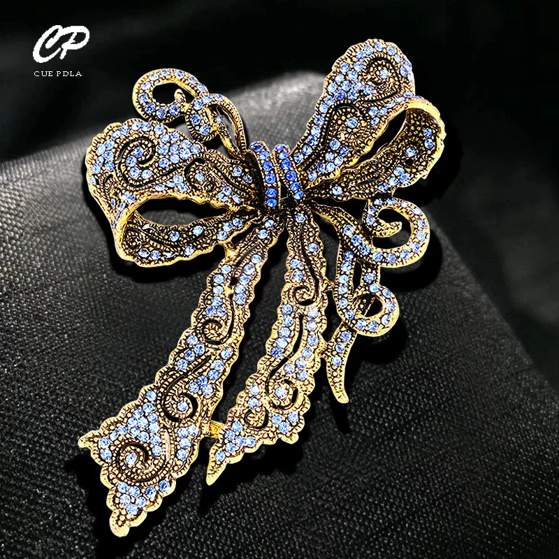 Creative Rhinestone Brooch Alloy Retro Bow Women's Corsage High-end Accessories Pin | Brooches