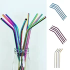 Многоразовая металлическая фотоемкость с щеткой для очистки 304 нержавеющая сталь Радужный цвет Питьевая Соломка для молока посуда для напитков аксессуар для бара Вечерние