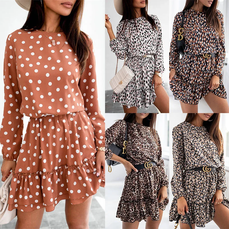 

Women Dresses Summer 2021 Sexy V Neck Dot Boho Beach Dress Ruffle Short Sleeve A Line Mini Dress Wrap Sundress Robe S - 3XL