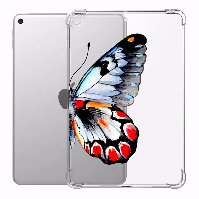 

Case for iPad 10.2 10.5in iPad Air 3 Butter Fly Cases Transparent Silicone Reinforced Corners Soft Cover for iPad Mini 1 2 3 4 5